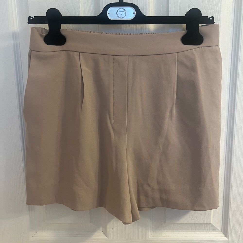 Babaton Tan High Waist Tailored Shorts